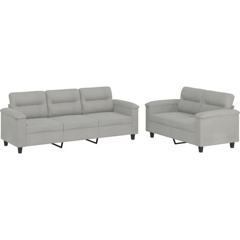 Maison Exclusive - Set Divani 2 pz con Cuscini Grigio Chiaro in Tessuto Microfibra