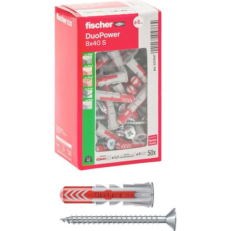 Tassello Duopower S 8 x 40 Vite T.s.p. Pozi Fischer Fischer Italia 50 Pezzi (1/5)
