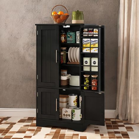 Buffet coloris noir en MDF 60 x 40 x 120 cm (1/5)