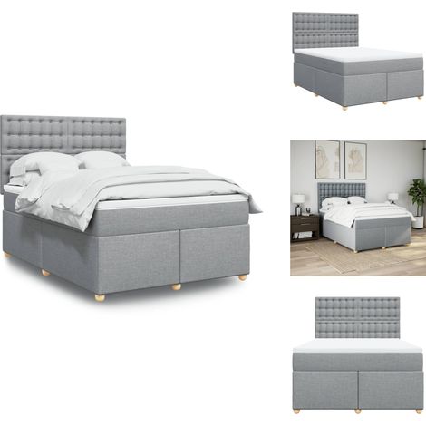Sommier à lattes de lit avec matelas Gris clair 160x200cm Tissu - Sommier À Lattes De Lit - Sommiers À Lattes De Lit - Lit - Meuble De Chambre À Coucher (1/5)