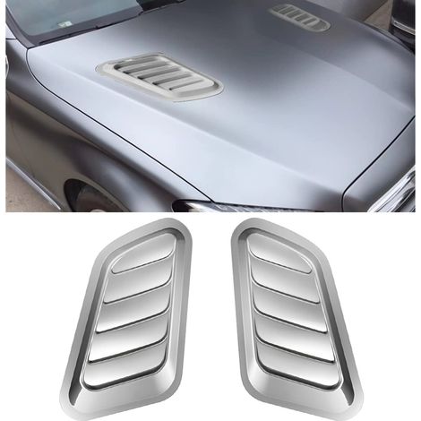 Lot de 2 grilles d'aération universelles pour capot, compatibles avec les prises d'air et les garnitures d'admission d'air, couleur argent. (1/5)