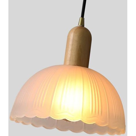 Mini lampadario a sospensione in stile rustico con paralume in vetro soffiato, stile retrò giapponese, lampadario decorativo in legno di noce per cucina, isola, sala da pranzo, camera da letto, ingres (1/4)