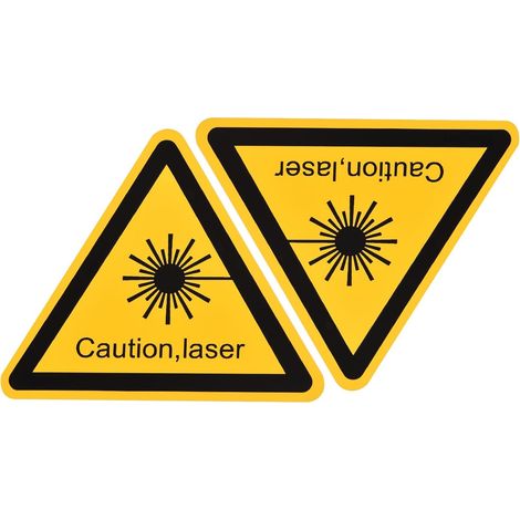 sourcing map Lot de 2 panneaux triangulaires d'avertissement danger laser, autocollants jaunes avec
