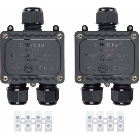 IP68 3-Wege-Wasserdichtanschlussdose für den Außenbereich mit Kabelverschraubungen für kleine schwarze Elektroinstallationsdosen mit einem Durchmesser von Ø4 mm bis Ø14 mm für Außenbeleuchtung, Garten (1/5)