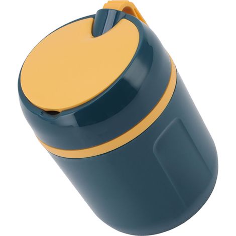 Doppelwandige, isolierte Glasflasche aus Edelstahl 304, schalldicht, Frühstücksschale, auslaufsichere, tragbare Suppenflasche, 480 ml blauer Becher (1/5)