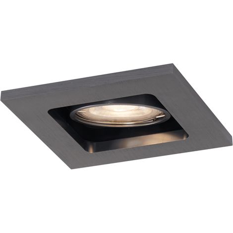 QAZQA Moderno Foco empotrado moderno, color bronce cañón, GU10, 50 mm, redondo e inclinable - Qure Aluminio Cuadrada Adecuado para LED Max. 1 x 10 Watt