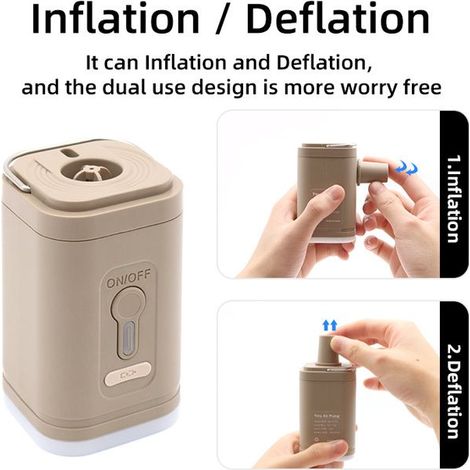 BelleRise - Mini-pompe à air multifonction pour le gonflage et le dégonflage rechargeable par USB et fournie avec divers embouts. (1/5)