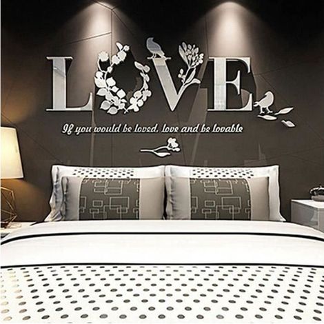 Sticker mural home decor, Stickers muraux salon amovibles, Stickers chambre adulte, Stickers muraux miroir salon [Love Blanc]