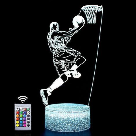 Lampe 3D NBA Basketball, veilleuse, 16 couleurs changeantes et télécommande, cadeau idéal pour un anniversaire, un garçon ou un enfant, Noël (1/4)