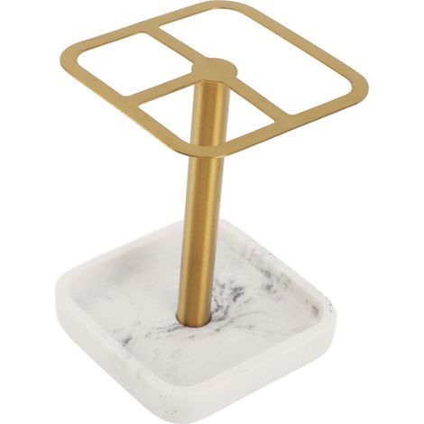 Porte-brosse à dents antirouille en acier inoxydable 304, support de rangement de dentifrice, 3 fentes, organisateur permettant de gagner de l'espace pour salle de bain, or (1/5)