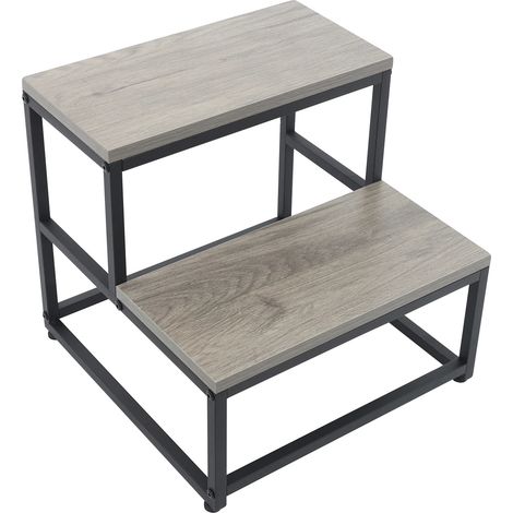 Escalera de mano, 2 peldaños, diseño robusto, gris. (1/2)