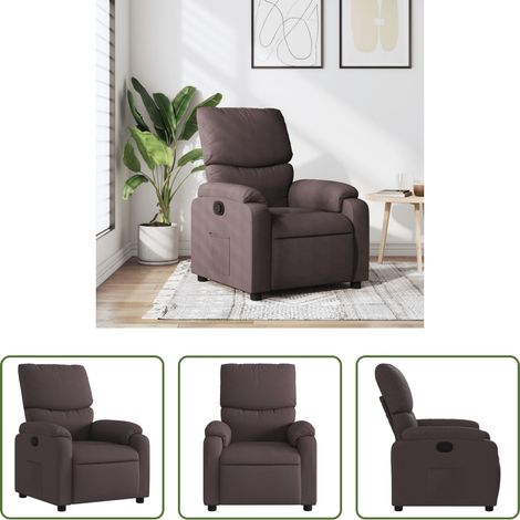 vidaXL Sillón reclinable de tela marrón oscuro (1/5)