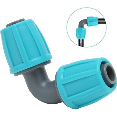 Lot de 10 tuyaux principaux de 16 mm pour arrosage automatique, avec coude à 90°, raccords et tuyau en PE pour micro-asperseurs et brumisateurs. Idéal pour l'irrigation de jardin. (1/5)