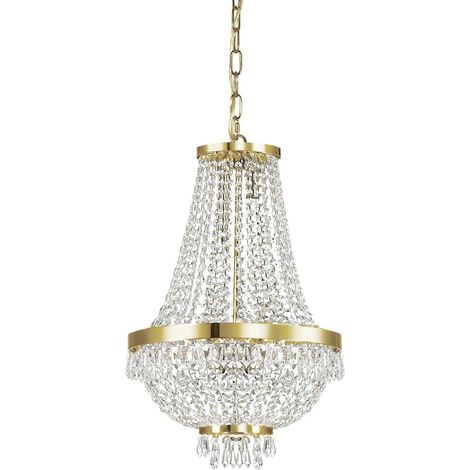 Ideal Lux – Lustre en cristal doré 6 ampoules G9 – Hauteur 80 cm, diamètre 38 cm – Indice de protection IP20 – Éclairage élégant pour intérieur (1/2)