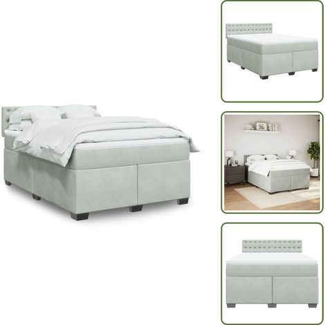 Boxspringbett mit Matratze Hellgrau 160x200 cm Samt - Boxspringbett - Boxspringbetten - Bett - Betten (1/5)