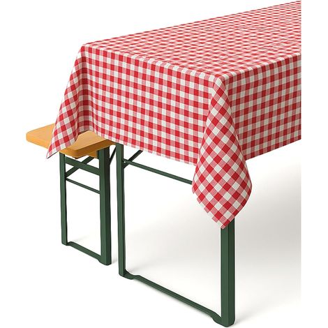 1 Nappe à carreaux, 100% coton, rouge et blanc, lavable 90°C, pour salle à manger et jardin