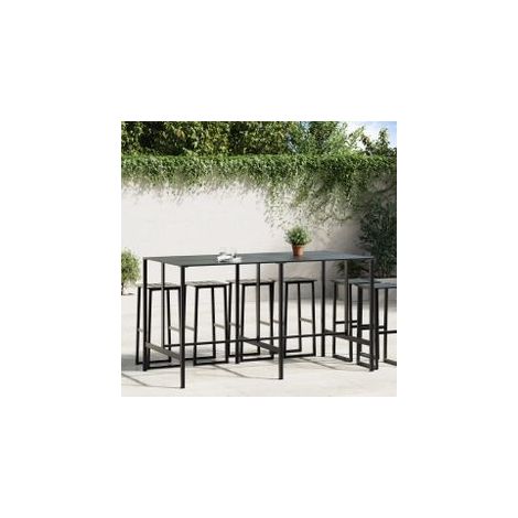 Table de bar noir 200x100x110 acier enduit de poudre (1/5)