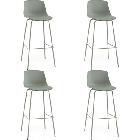 COSTWAY Set di 4 Sgabelli da Bar, Sedie Alte in Ecopelle con Schienale, Sedili Imbottiti Morbidi, Poggiapiedi e Gambe in Metallo, Sgabelli Moderni per Isola Cucina e Sala da Pranzo, Portata 180 kg (1/5)