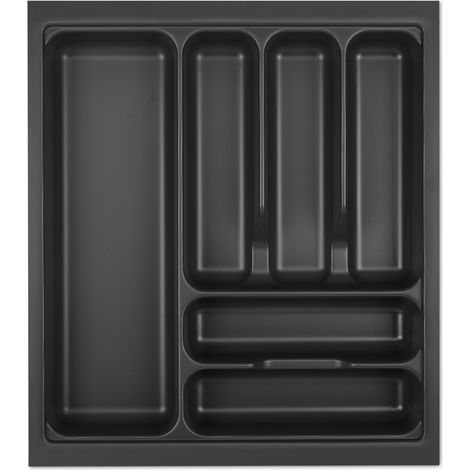ORGA-BOX I Besteckeinsatz 419 x 473 lavagrau mit Perlstruktur für Tandembox Antaro / Intivo u. ModernBox im 50er Schrank Schubladeneinsatz