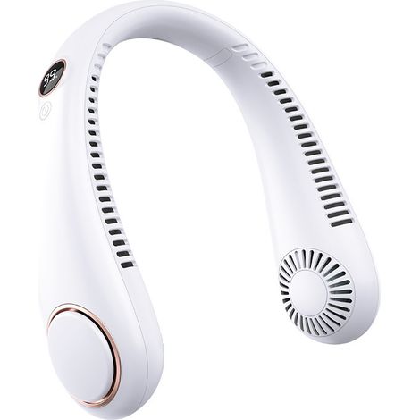 Ventilateur portable rechargeable, refroidissement à 360 ° mains libres, durée de fonctionnement de 23,5 heures, ventilateur portable personnel alimenté par batterie silencieux, essentiels de voyage e (1/5)