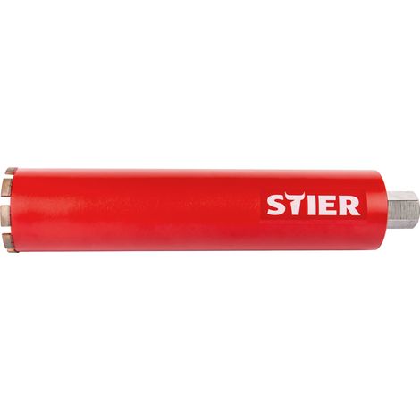STIER Nass-Diamantbohrkrone, Ø 112 mm, 1 1/4 Zoll Aufnahme, Nutzlänge 410 mm, für Stahlbeton, Naturstein, Kunststein, präzises Bohrwerkzeug für Facharbeiten (1/5)