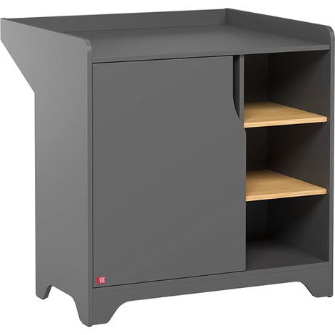 Kommode , Grau und Holzoptik, 88.5cm (1/3)