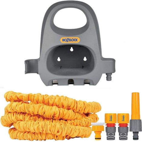 Tuyau d'Arrosage Extensible 15 M avec Porte Tuyau : Tuyau Flexible avec Support de Rangement, S'Étire 3x sa Longueur Initiale, 2 Raccords Aquastop, Connexion Étanche [8215 9000] (1/2)