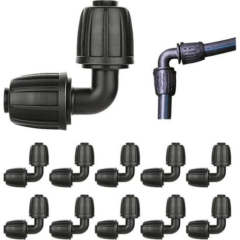 10 connecteurs de tuyau cannelés de 16 mm pour système d'irrigation, accessoires d'irrigation goutte à goutte de 16 mm, adaptateur coudé d'irrigation goutte à goutte pour jardin, pelouse (1/5)