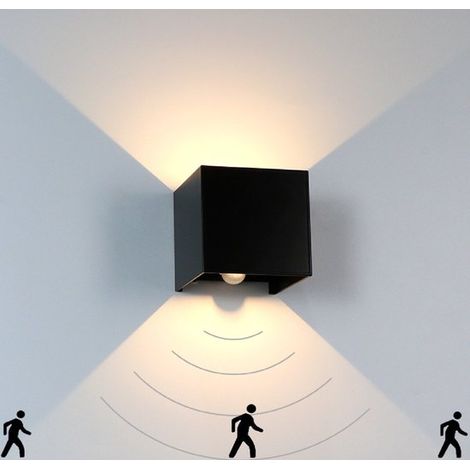 Außenwandleuchte mit Bewegungsmelder – 3000 K – 10 x 10 x 10 cm – 12 Watt – Schwarz – LED