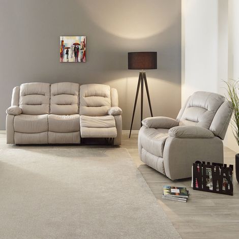 JANS - Canapé Relax Manuel 3 Places + Fauteuil Relax (1/3)