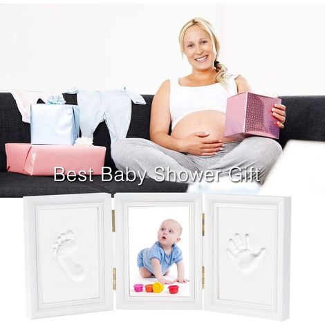 Empreinte de La Main Empreinte Cadre Photo Kit pour Garçons Parfait Cadeau de Douche de Bébé (3 Parties, Blanc) (1/4)