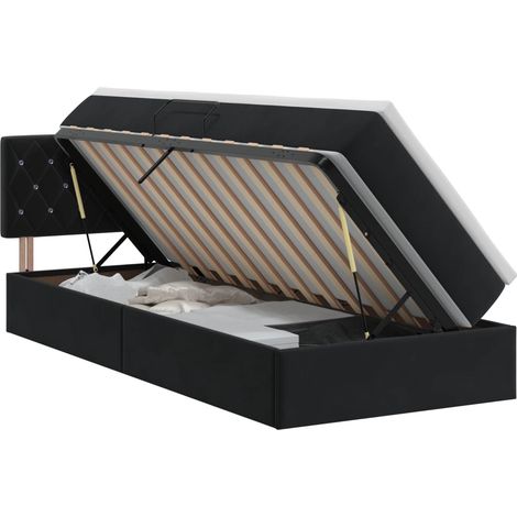 Cama con almacenamiento Negro 90 x 190 cm Terciopelo vidaXL (1/5)