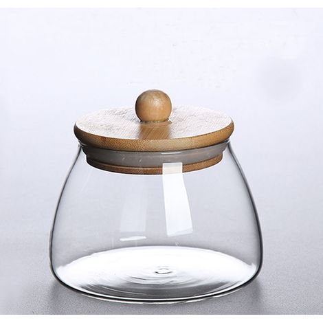 (Taille S) Ensemble de bouteilles de conservation en verre écologique avec bouchon en bois, grande capacité (1/5)