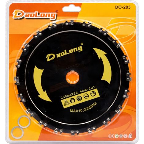 DISCO CATENA PER DECESPUGLIATORE A BENZINA 230 MM 25,4 MM 20T DAOLONG