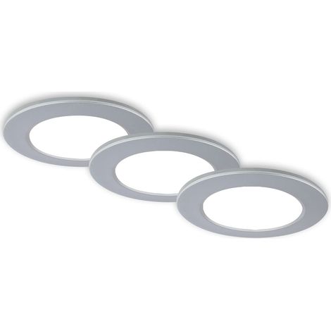 Lot de 3 lampes LED encastrées au plafond, lampes encastrées CCT, spot LED encastré salle de bain, spot encastré salle de bain IP44, chrome mat, 92x45 (DxH) (1/5)