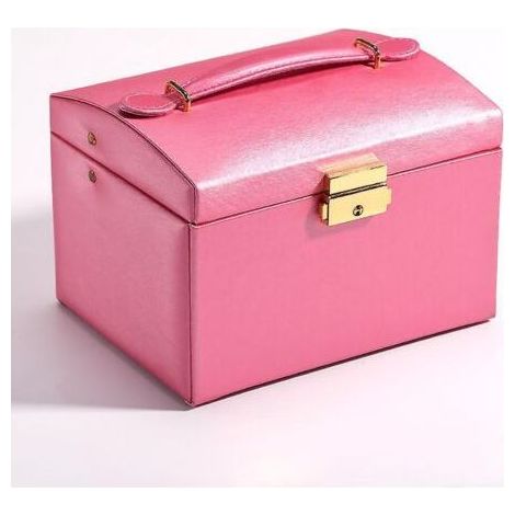 Faux Leather Mirrored Jewelry Box, Organizer, Vintage Gift Case with Lock (1/5)