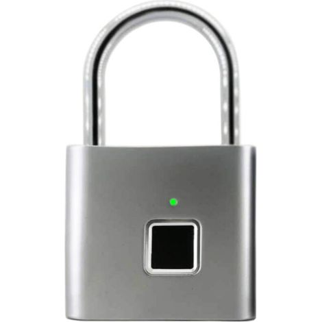 Cadenas à empreintes digitales, Bluetooth Lock APP Déverrouillage, cadenas intelligent, serrure biométrique sans clé adaptée pour sac à dos, vélo, casier d'école, serrure de casier de gym（argent）