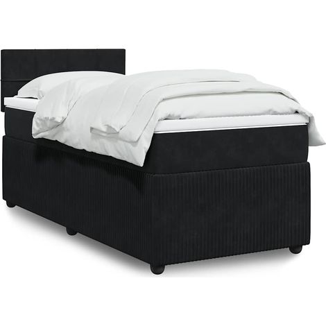 Boxspringbett mit Matratze Schwarz 90x200 cm Samt
