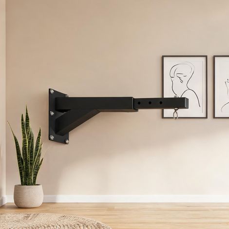 Support mural ajustable pour sac de boxe en acier noir (1/5)
