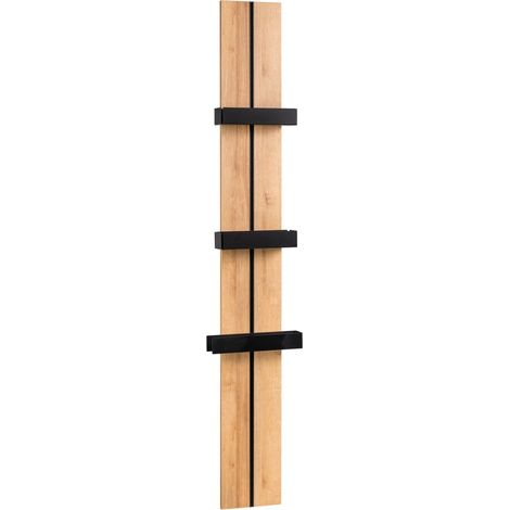 LANZET Wandpaneele Woodblock / Holzoptik / Maße (B x H x T): ca. 20 x 160 x 1,6 cm / Wandpaneele mit 2 Schalen und 1 Handtuchhalter / Badmöbel fürs Badezimmer und Gäste-WC / Farbe: Braun hell"-"795011 (1/3)