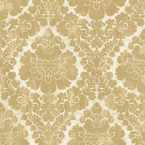 Wallquest Caspia Traditional Damask Gold Wallpaper Metallic Effect Feature Wall (1/4)