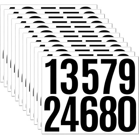 Lot De 12 Chiffres Autocollants Numéro Boîte Aux Lettres Noir 7,6cm (1/5)