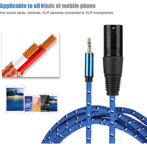Câble audio 3.5mm mâle vers XLR mâle, 3 mètres, adaptateur de connexion audio professionnel (1/5)