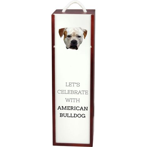 Bulldog americano - caja de vino geométrica con foto e inscripción de Art-Dog (1/5)