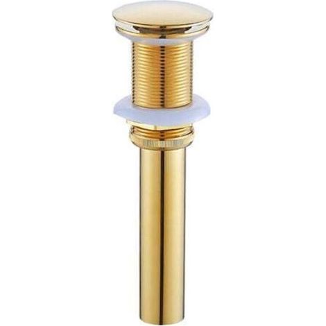 Waschbeckenablauf ohne Überlauf – Federmechanismus – Messing bronziert – Elegante Oberfläche – Universelles Ablaufventil – Goldfarben (1/4)