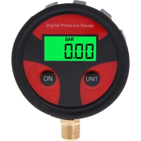 Manomètre Numérique - 0-200 Psi - Pour Pneus Voiture Camion Moto Vélo - Affichage LCD Rétroéclairé Vert - Précision 0 05 Bar - 4 Unités PSI BAR Kgf CM2 MPA - 1 Pièce (1/5)