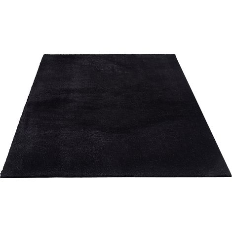FLOORNOVO Hochflor Teppich Schwarz einfarbig - 150 x 80 cm - Besonders Weicher Teppich Wohnzimmer & Badezimmerteppich - Pflegeleicht - vielseitig einsetzbar im Innenbereich (1/2)