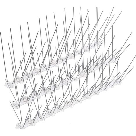 Pic Anti Pigeon en Acier Inoxydable et Base en Plastique Souple, 10 Pièces de 25 cm, Pointes Anti-Oiseaux, Moineaux, Corneilles