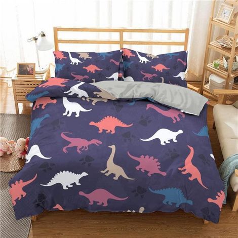 Bettwäsche Set Dinosaurier 155x220cm Mikrofaser mit Kissenbezug 80x80cm