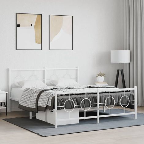 vidaXL Giroletto con Testiera e Pediera Metallo Bianco 150x200 cm (1/5)